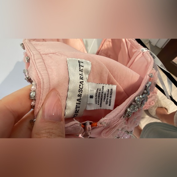 Portia and Scarlett PS26176 - Floral Embellished Plunging V-Neck Dress - Picture 9 of 9